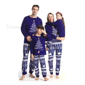 Family Association Tenues Famille Match Pyjama Set Christmas Tree Blue Smewars For Baby Girls Boys Couple Clothe