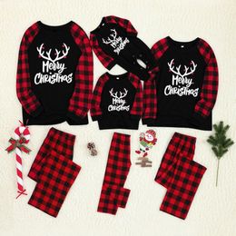 Famille correspondant tenues mode pyjamas de Noël ensemble Noël adultes enfants bébé pyjamas wapiti cerf vêtements de nuit 221028
