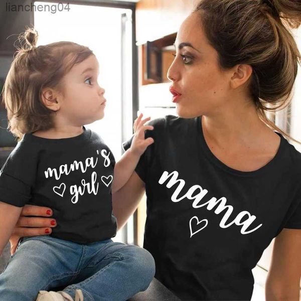 Trajes a juego para la familia Moda MAMA GIRL LOVE Estampado Madre niños Hija Camiseta Algodón Trajes familiares a juego Mira mamá bebé mamá y yo Ropa