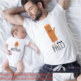 Famille Matching Tenues Pather et Kids Vêtements Funny Cotton Moton Moton Short Tshirt Palo Astilla Letter Print Drop Livrot Baby DH0HW