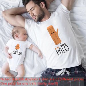 Family Matching Outfits Father and Kids Clothes Funny Family Outfits Cotton Mother Kids Short Sleeve T-Shirt Palo Astilla Letter Print Family Clothes 230505