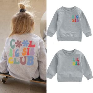 Familie Matching Outfits Focusnorm 0 6y Big Lil Sister Autumn Sweatshirts voor babymeisjes Letter met lange mouwen Letter Losse pullover tops 230814
