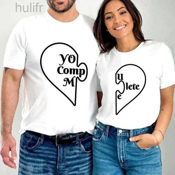 Family Matching Tenues Funny Graphic Matching Couple Tentifit Shirt Letter Funny Love Puzzle Lover T-shirt Short Sleeve Casual Couple Tee D240507