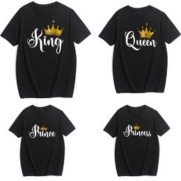 Trajes a juego de la familia Divertido Rey Reina Príncipe Princesa Ropa a juego de la familia Casual Padre Hijo Madre e hija Camisas Gold Crown print tops 230522