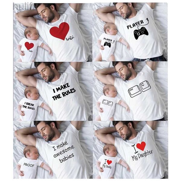 Famille Matching tenues Cadeau pour lui Cadeaux pour papa Biggie et Smalls Shirt Père fille assorties Chemises Père et fils Shirts Print Shirts Family Tops D240507