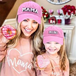 Familie Matching Outfits Girlymax Baby Girls Mama Me Mama Mini Boutique Kids Solid Bordidered Baseball Cap 220914