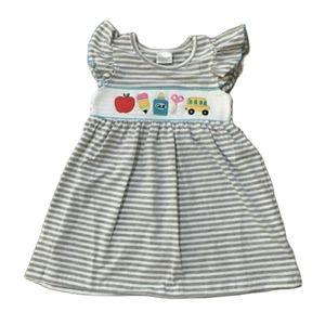 Famille correspondant tenues Girlymax retour à l'école été bébé filles garçon frère boutique vêtements rayé robe smockée t-shirt 230914