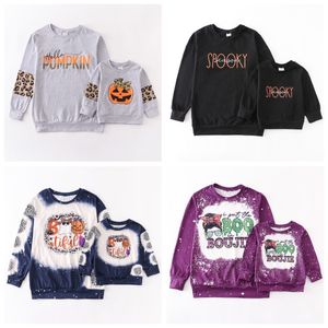 Famille correspondant tenues Girlymax automne Halloween bébé filles maman moi léopard citrouille BOO Spooky Boutique Top T-shirts enfants vêtements à manches longues 220924