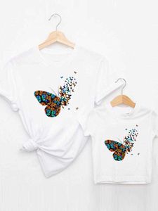 Trajes a juego para la familia Camiseta gráfica Mariposa Camiseta linda Trajes a juego para la familia Niño Niña Mujer Niño Verano Mamá Madre Ropa