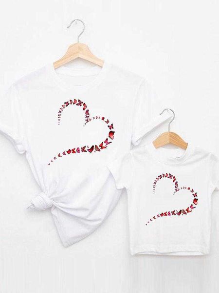 Famille correspondant tenues graphique T-shirt papillon amour coeur famille correspondant tenues garçon fille femmes enfant enfant été maman maman mère vêtements