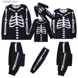 Bijpassende outfits voor familie Halloweenfeest Bijpassende familiekleding Skeletprint Ouder-kind 2-delig pak Nachtkleding Losse pyjamaset Family Look-outfits T230921
