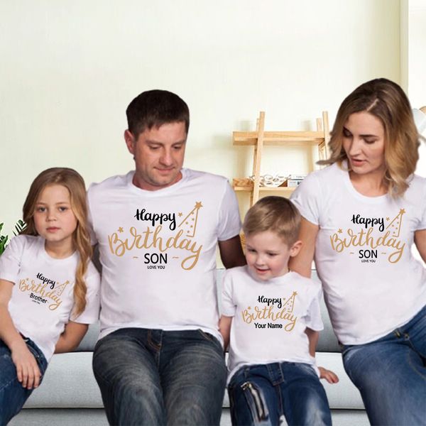 Famille correspondant tenues joyeux anniversaire t-shirt nom personnalisé t-shirt maman papa frère soeur fille fils tante grand-mère Paarty 230512