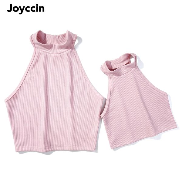 Famille Correspondant Tenues Joyccin Mère Enfants Casual Côtelé Sans Manches Corset Halter Crossfit Crop Top Sexy Slim Fit Y2K Vêtements Femme Strech Cropped Tank 230518