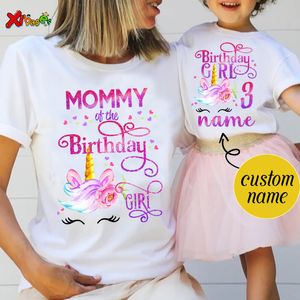 Tenues assorties pour la famille Kaus Ulang Tahun Licorne Anak Perempuan Pakaian Baju Cocok Pesta Keluarga Setelan Nama Pribadi untuk Anak anak 230329