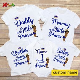 Familie bijpassende outfits kleine prins shirts verjaardagsfeestje shirt jongen baby shower gepersonaliseerde naam onesie 231113