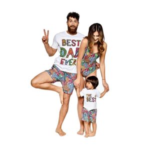 Familie matching outfits bijpassende badkledingkleding set compatibel voor familie moeder vader kinderen bikini jochide meisje zwempak moeder en dochter paar look 220914