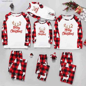 Trajes a juego familiares Feliz regalo de Navidad para la familia Madre Padre Niños Trajes a juego 2 piezas Traje para el hogar Bebé Mameluco Pijamas de Navidad Conjunto Aspecto familiar T230921