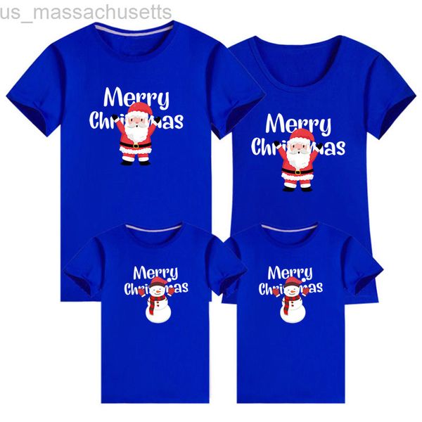 Tenues assorties pour la famille T-shirt maman papa et moi T-shirt assorti pour la famille de Noël T-shirt en coton à manches courtes imprimé dessin animé Nouvel An Filles Garçon Maman Papa T-shirt