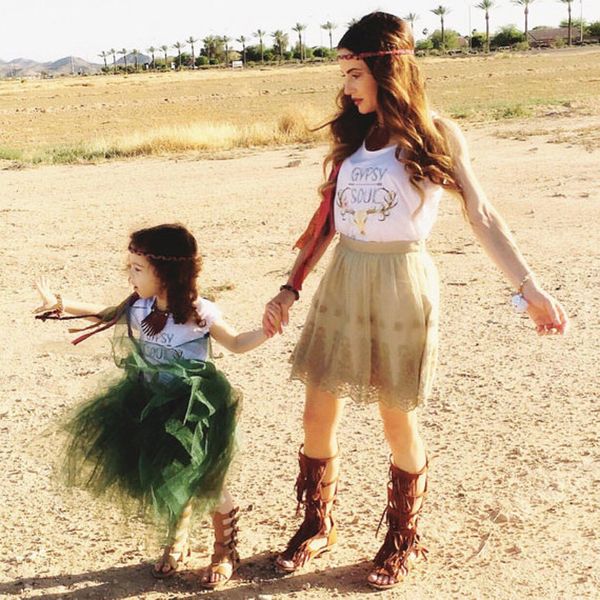 Famille correspondant tenues maman et moi vêtements printemps été tête de cerf chemise sans manches gilet infantile enfant en bas âge robe à pompon bébé barboteuse