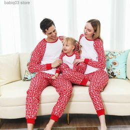 Одинаковые комплекты для всей семьи Новый 2023 Рождественский семейный пижамный комплект Повседневный свободный топ с принтом «сделай сам» + брюки 2 шт. Домашний костюм Рождественский наряд Мягкая свободная одежда для сна T230921
