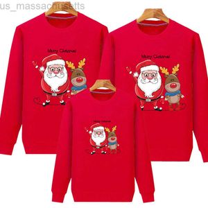 Famille correspondant tenues nouveau pull trois pièces à la mode robe de noël famille plus velours épais à manches longues 2022 mère-fille parent-enfant à capuche L220916