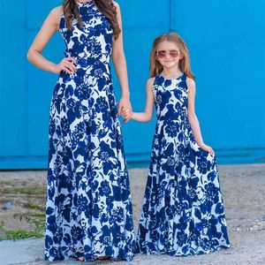 Familie bijpassende outfits nieuwe vrouwen meisjes strapless lange jurk bloemenprint moeder dochter bijpassende outfits elegante partij vestidos familie look