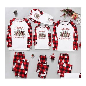 Familie matching outfits pyjama's kerst vrouwen mannen kinderen baby pyjama paren kleding set moeder vader kinderen kerstmis pj look drop dhsgq