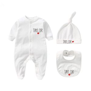 Familie bijpassende outfits gepersonaliseerde geboren outfit met hoed Bib kleding set aangepaste baby bodysuit set douchegift Coming Home 230914