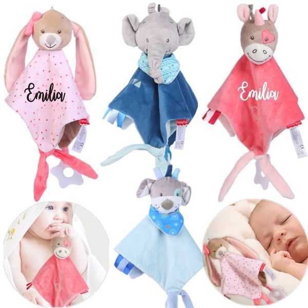 Famille correspondant tenues personnalisé lapin en peluche bébé couette jouets mignon en peluche doux apaiser serviette pour dormir animaux 230826