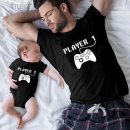 Famille Matching Tenues Player 1 Player 2 Matching Family Vêtements Pather Mother Kids Tshirts Dad Boy Match Tops Players Shirts Family Look Clothes D240507
