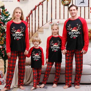 Tenues assorties pour la famille Pyjamas de Noël à carreaux rouges et noirs Ensemble de tenues assorties pour la famille Pyjama de Noël Maman Fille Moi Mère Père Enfants Manches longues 2023 Nouveau T230921