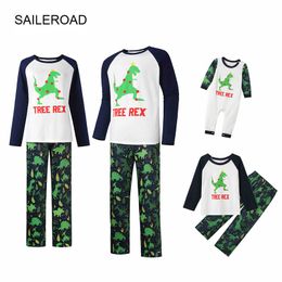 Familie Bijpassende Outfits SAILEROAD Kerst Dinosaurus Pyjama Sets Voor Ouderkind Dwarsliggers Outfit Xmas Kids Homewear Jaar 230619