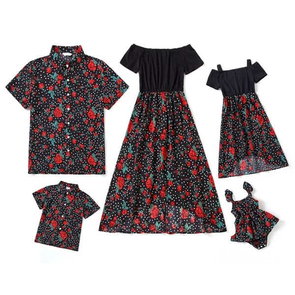 Tenues assorties pour la famille Même maman et fille Fils Vêtements assortis Couples d'été T-shirt Robe Père Mère Enfants Bébé Filles Look familial Vêtements de fête 220914