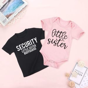 Familie Matching Outfits Security Little Sister Bodyguard Kids Shirt Little Sister Big Brother Shirts Little Sister Romper Sibling Matching Tees Outfits 230522