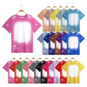 Famille Matching Tenues Sublimation Blanks Bleach T-shirts pour bricolage Printing Parent-Child Clothes T-shirt Tee Tops Tshirts décontractés Whoesale Z 5.11