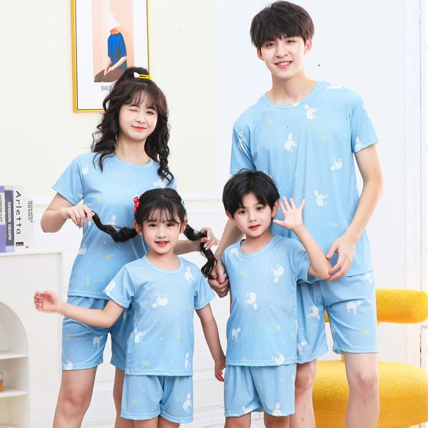 Trajes a juego de la familia Verano Niños Niñas Trajes de pijama Padres Niños North Bear Ropa de dormir con estampado completo Mamá Papá Chikdrens Ropa de dormir Ropa para el hogar Camisetas 230512