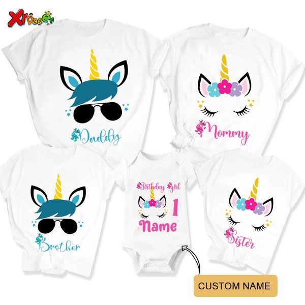 Famille correspondant tenues été maman et fille sweat drôle licorne t-shirt mère t-shirt maman moi vêtements 230726