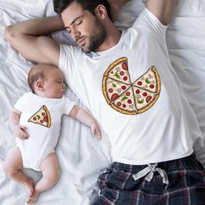 Familie matching outfits zomer t -shirt pizza cartoon patroon papa moeder moeder dochter thirts top mode katoenen korte mouw kleren 230518
