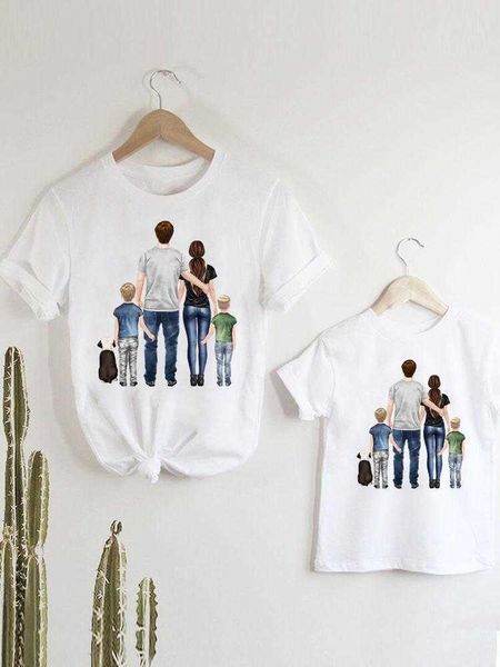 Famille correspondant tenues T-shirt tendance mignon amour famille correspondant tenues femmes maman maman vêtements filles garçons enfant enfant été T-shirt vêtements