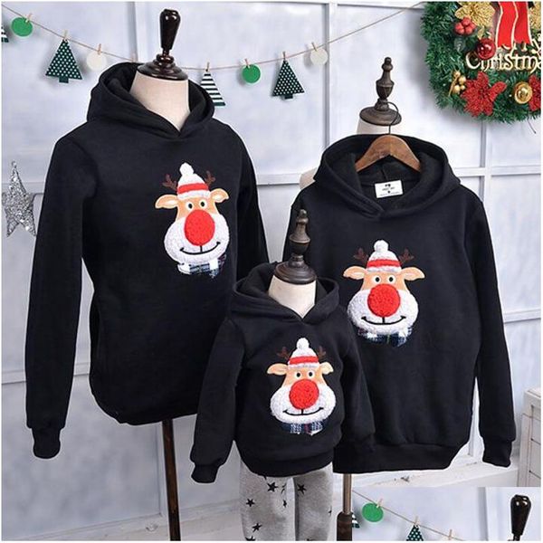 Famille correspondant tenues vêtements d'hiver pull chaud papa fils sweats à capuche mère fille vêtements livraison directe bébé enfants maternité Dhvag