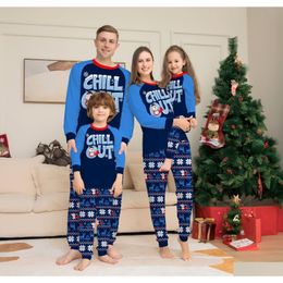 Tenues assorties à la famille Vêtements de Noël Pyjamas de Noël Père Noël Lettre Impression Adt Enfants Costume Bébé Combinaison Pyjama Drop Livraison Mat Dhpmk