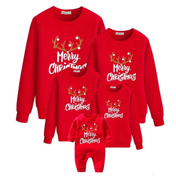 Trajes a juego para la familia Pijamas de Navidad Familia Mamá e hija Ropa a juego Suéter de algodón Estampado de Feliz Navidad Trajes de Navidad a juego para la familia 231124