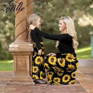 Atuendos familiares a juego Zafille Madre Kids Family Matching Outfits Outumn Winter Mother and Daughter Patchwork Sunflower Mom e hija Destino T240513