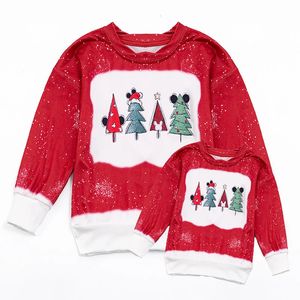 Bijpassende outfits voor gezinnen Zoobies Herfst en winter Kerstboom Karakter Moeder I Gebleekte top Getekend shirt met lange mouwen 231115