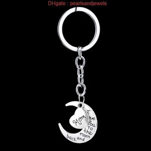 Familielid Hart Keychain I Love You to the Moon en Back Key Rings Granda Opa Dad Mom Charm Fashion Jewelry