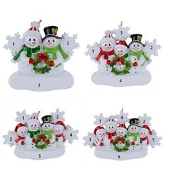 Familia de 4 adornos navideños de aleación personalizados, muñeco de nieve, adorno para árbol de Navidad