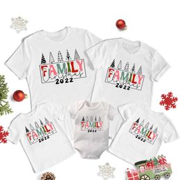 Famille Tenues Famille Noël 2022 Intéressant Famille Chemises Coton Parents Enfants T-shirts Top Bébé Collants Pyjamas Chemises Cadeau De Noël G220519