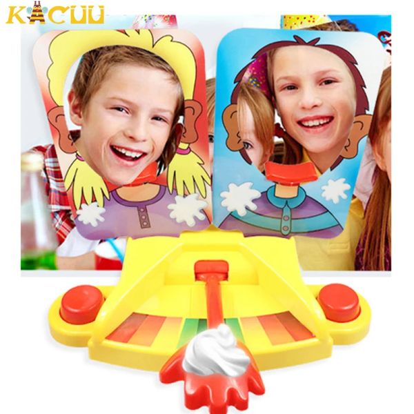 Fête de famille amusant jeu gâteau crème tarte dans le visage Gadgets drôles blague Gags blagues Anti-Stress jouets pour enfants blague Machine jouet cadeau