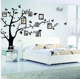 Familie Po Frame Vliegende Vogels Boom Muurstickers Kunst Home Decoraties Woonkamer Slaapkamer Decals Posters PVC Muursticker 210420