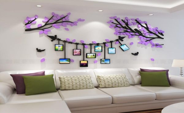 Familia Po Tree Artistc 3D pegatinas de pared papel tapiz acrílico para sala de estar dormitorio cocina calcomanías decorativas decoración de pared cartel T3109289